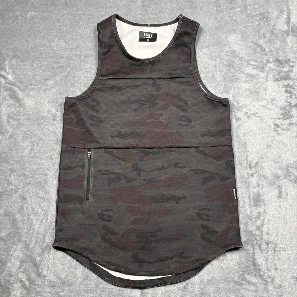 ASRV Tank Top Mens Small Camo SilverPlus Mesh Utility Zipper Pocket Gym DSG-0136